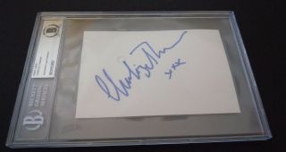 Charlize Theron Signed Vintage Full Name 4x6 Index Beckett Certified Slabbed