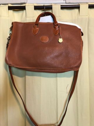 Dooney & Bourke Vintage Briefcase Messenger Bag Tan Pebble Leather Uec.