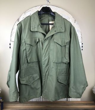 Vtg Usa Army M - 65 Field Jacket 1976 Mens Large Short Olive Green Od