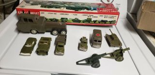 Vintage 1960 ' s Tin Friction ARMY COMBAT CARRIER Playset made in Japan 3