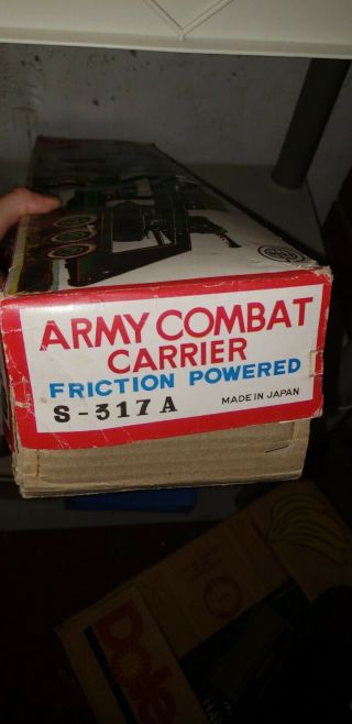 Vintage 1960 ' s Tin Friction ARMY COMBAT CARRIER Playset made in Japan 6