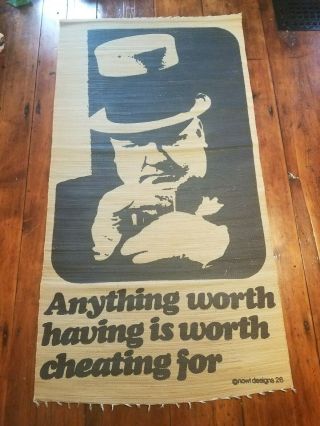 Rare W.  C.  Fields Quote Bamboo Tapestry Wall Hanging Vintage