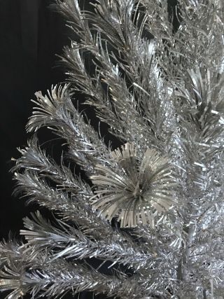 Vintage 50s 60s Mid Century 6 ' Pom Pom Sparkler Silver Aluminum Christmas Tree 3