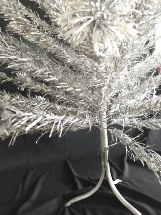 Vintage 50s 60s Mid Century 6 ' Pom Pom Sparkler Silver Aluminum Christmas Tree 4