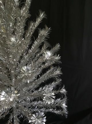 Vintage 50s 60s Mid Century 6 ' Pom Pom Sparkler Silver Aluminum Christmas Tree 6