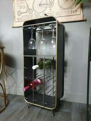 Industrial Vintage Style Metal Wine Rack Bottle Glass Gin Storage Rack Unit Home