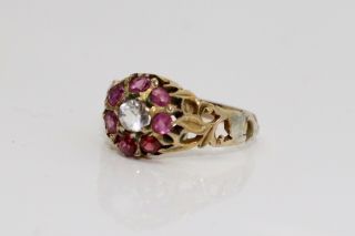 A Stunning Antique Victorian 9ct Gold Ruby & Diamond Paste Cluster Ring 13498