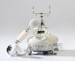 D76 European Style Antique Home Decor White Vintage Corded Telephone K 3