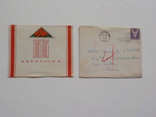 Wwii Letter 1944 U.  S.  Submarine Base Christmas Card Jacksonville Florida Ww2