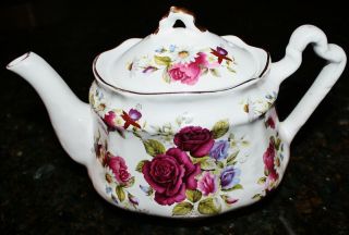 Vintage Arthur Wood Porcelain Teapot Floral 6343 With Gold Trim Made In England