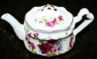 Vintage Arthur Wood Porcelain Teapot Floral 6343 With Gold Trim Made In England 2