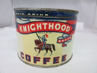 Vintage Knighthood Brand Coffee Tin Advertising Collectible Graphics 950 - Y