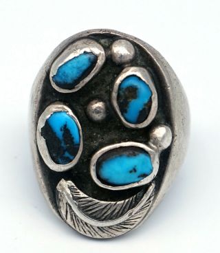 Vintage Navajo Bisbee Turquoise Ring Sterling Silver Native American