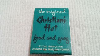 Vintage Popup Tiki Matchbook Christina ' s Hut Corona Del Mar CA 5