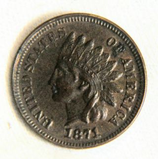 1871 Us American Xf Plus (extra Fine) Rare Indian Head Penny