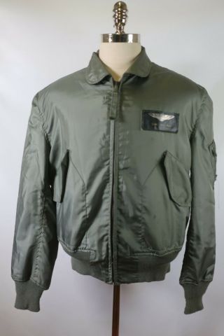 A09111 Vtg Us Army Usaf Jay Dee Cwu - 36/p Pilot Flight Bomber Military Jacket L