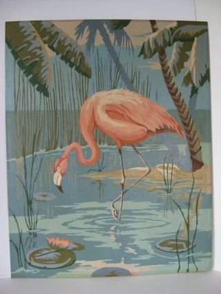 Vintage Flamingo Paint By Number 16 " X 20 " Pink Bird