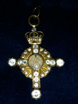 Rare 18th Century French Masonic Rosicrucian Vermeil W/ Crystals Jewel Medal