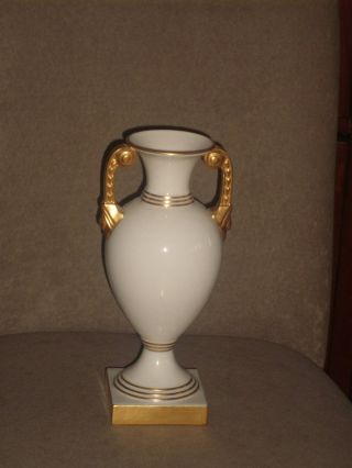 Rare Vintage Lenox Trophy Style Ivory Color Vase Gold Face Handles Old Blue Mark