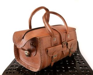 Leather duffel bag,  Vintage medical bag leather Doctor bag Purse,  Brown bag 2