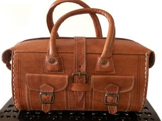 Leather duffel bag,  Vintage medical bag leather Doctor bag Purse,  Brown bag 4