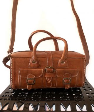 Leather duffel bag,  Vintage medical bag leather Doctor bag Purse,  Brown bag 5