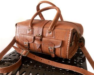 Leather duffel bag,  Vintage medical bag leather Doctor bag Purse,  Brown bag 6