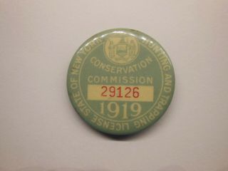1919 York State Hunting License Button