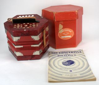 Vintage Scholer Concertina 150 Squeeze Box Accordion Instrument East Germany