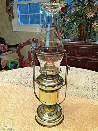 Vintage Oil Burning Brass Kerosene Lamp Homco Interior Wall Hung Or Table Lamp