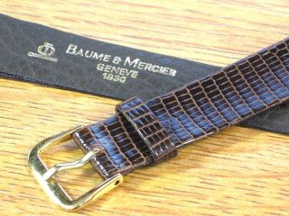 Baume & Mercier Vintage Swiss Watch Strap Band Brown Lizard Leather 17mm