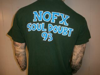vtg 90s NOFX CONCERT T SHIRT Punk In Drublic SOUL DOUBT TOUR 93 Rock Green Flaw 4