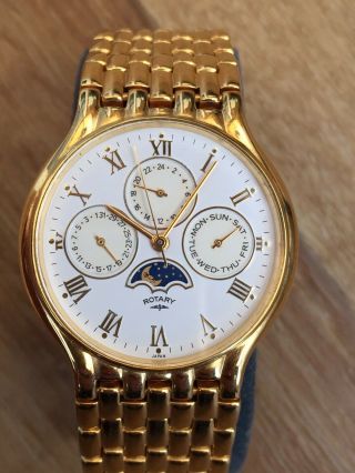 Rotary Vintage Gents Watch Moon Phase Complication Date In