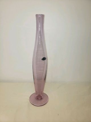 Blenko Glass Vase,  Decanter Pink Purple 17 " Tall Blush Vintage Rose