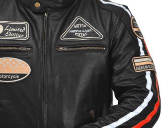 Leather Vintage Retro Style Motorcycle Motorbike CE Armoure Protection Jacket 2
