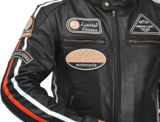 Leather Vintage Retro Style Motorcycle Motorbike CE Armoure Protection Jacket 3