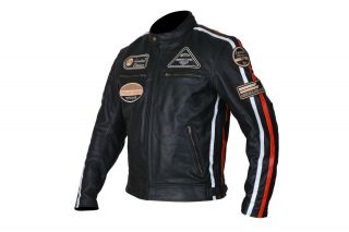 Leather Vintage Retro Style Motorcycle Motorbike CE Armoure Protection Jacket 4