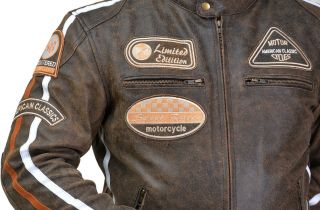 Leather Vintage Retro Style Motorcycle Motorbike CE Armoure Protection Jacket 8