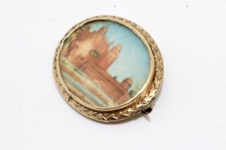 A Antique Victrorian 9ct 375 Rose Gold Indian Hand Painted Miniature Brooch
