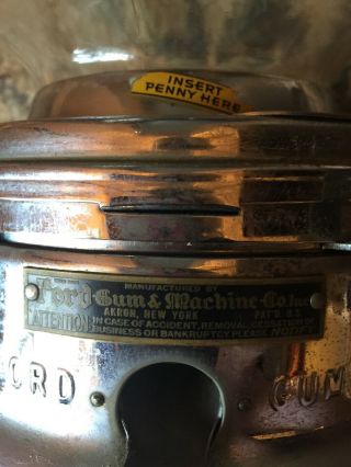 FORD GUM & MACHINE CO.  INC.  - 1 CENT GUMBALL MACHINE - VINTAGE - 7