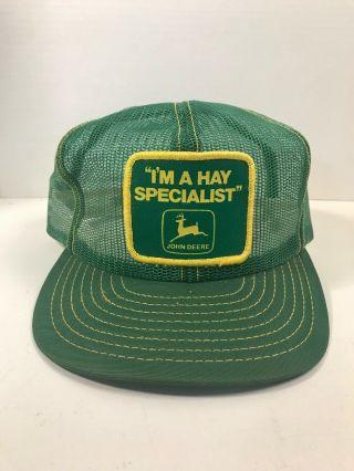 Vtg John Deere Trucker Farmer Mesh Snap Back Hat Cap Hay Specialist Louisville