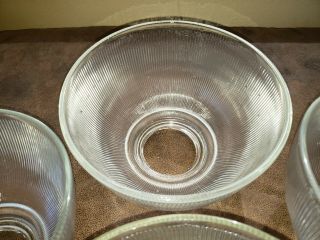 4 Vintage Pendant Light Ribbed HOLOPHANE STYLE Glass Shades 8 