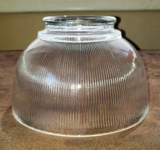 4 Vintage Pendant Light Ribbed HOLOPHANE STYLE Glass Shades 8 