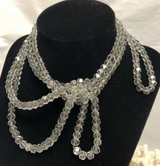 Vintage Sparkling “faceted Crystal” Bead Chain - Strung Flapper Necklace (58”)
