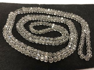 Vintage SPARKLING “FACETED CRYSTAL” BEAD CHAIN - STRUNG FLAPPER NECKLACE (58”) 4