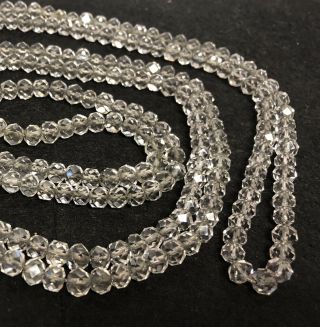 Vintage SPARKLING “FACETED CRYSTAL” BEAD CHAIN - STRUNG FLAPPER NECKLACE (58”) 5