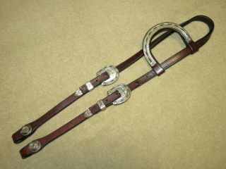 Vintage Circle Y One Ear Headstall Bridle With Alpaca Silver & Horse Hair Accnts