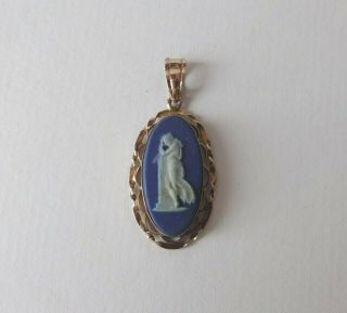 Antique 9ct Gold Wedgwood Blue Jasper Cameo Pendant