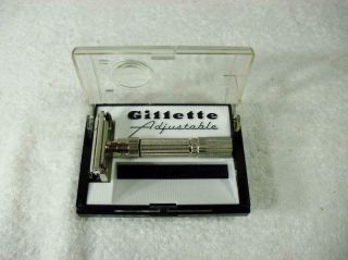 Vintage 1959 Gillette Fat Boy 1 - 9 Adjustable De Safety Razor E 4 W/case
