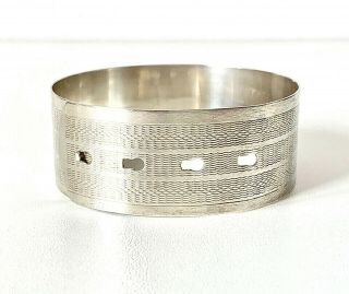 Vintage Art Deco Sterling Silver Engine Turned Chunky Buckle Bangle